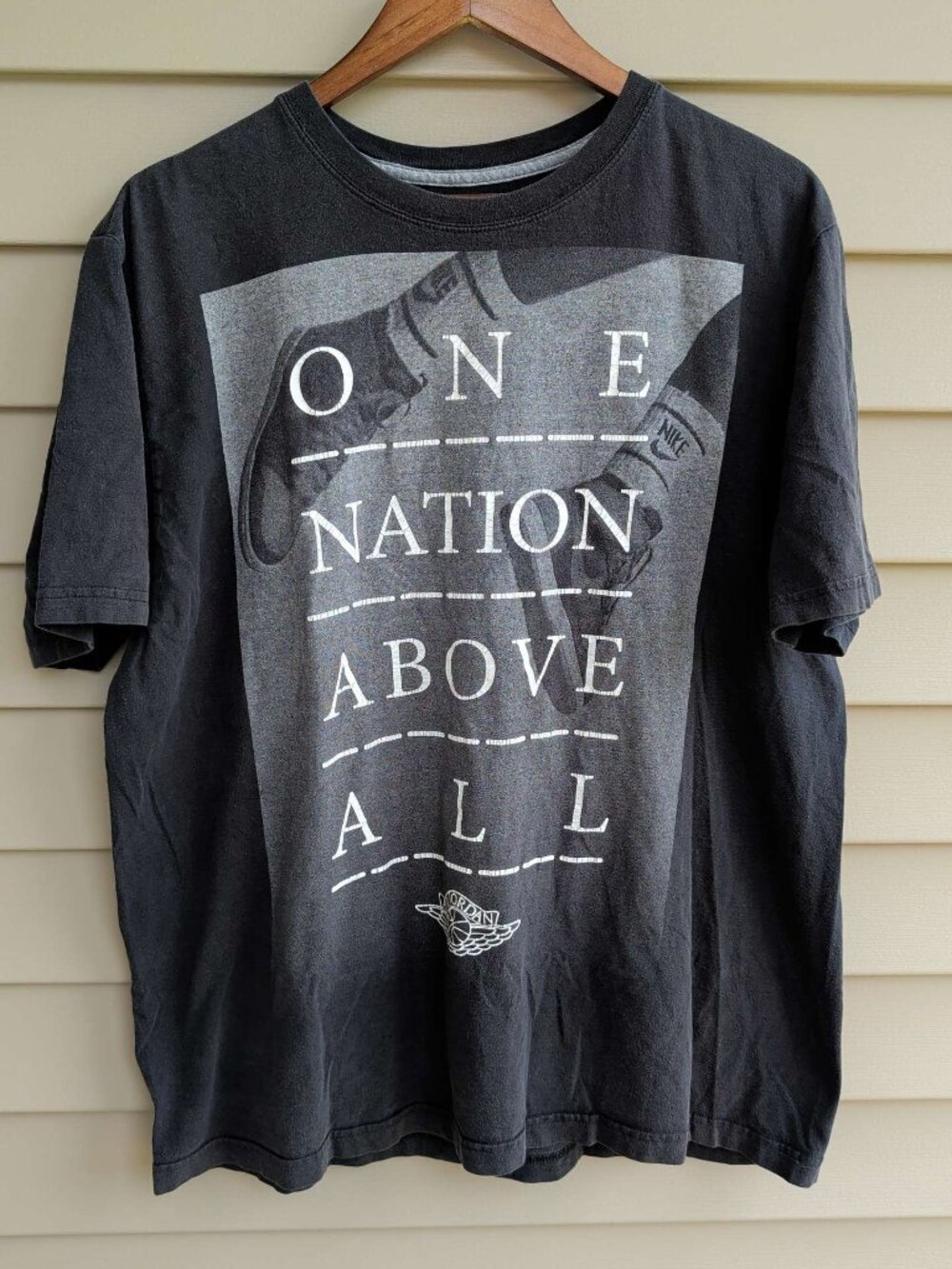 Jordan One Nation Above All Graphic T Shirt Mens XL Black Sneaker Print